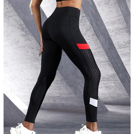 Colorblocked Mesh High Waist Leggings