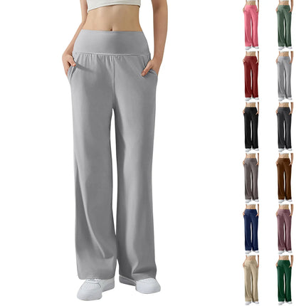 Women's Elastic Baggy High waist Yoga Pants Summer Sports Lifting Flared pants Loose Dance Leggings Solid sweatpants