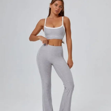 Seamless Yoga Sets High Waist Hip-lifting Flared Pants Backless Bra Leggings Sets for Women