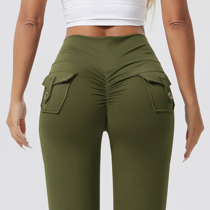 Women's Workout Cargo Leggings With Pocket Tights Active Wear Butt Lift Yoga Clothes