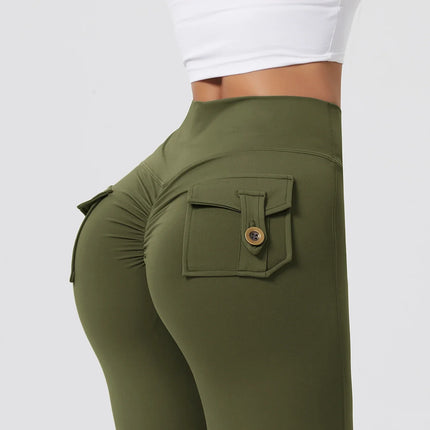 Women's Workout Cargo Leggings With Pocket Tights Active Wear Butt Lift Yoga Clothes