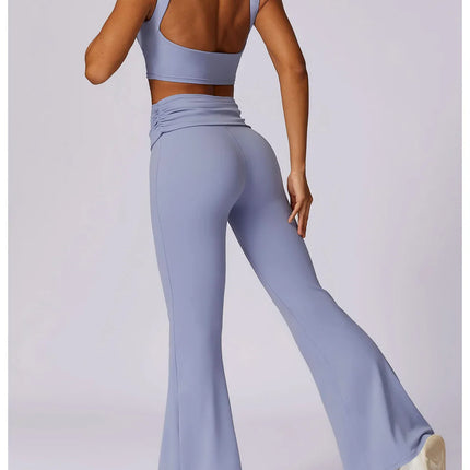 Women Athletic Wear High Waist Leggings And Top Two Piece Set Seamless Gym Tracksuit