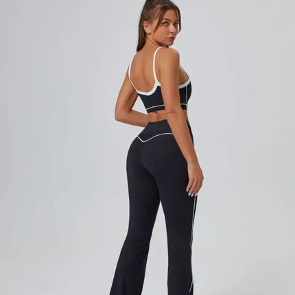 Seamless Yoga Sets High Waist Hip-lifting Flared Pants Backless Bra Leggings Sets for Women