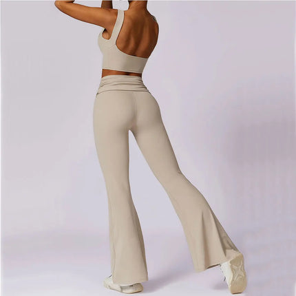 Women Athletic Wear High Waist Leggings And Top Two Piece Set Seamless Gym Tracksuit