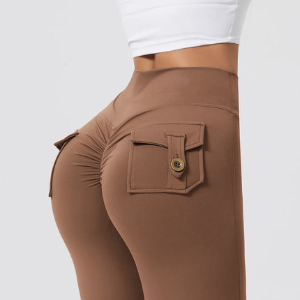 Women's Workout Cargo Leggings With Pocket Tights Active Wear Butt Lift Yoga Clothes