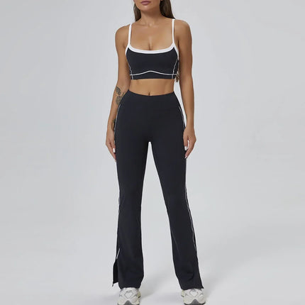 Seamless Yoga Sets High Waist Hip-lifting Flared Pants Backless Bra Leggings Sets for Women