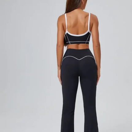 Seamless Yoga Sets High Waist Hip-lifting Flared Pants Backless Bra Leggings Sets for Women
