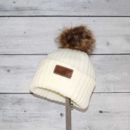 Toddler Acrylic Ribbed Cuff with Pom Hat