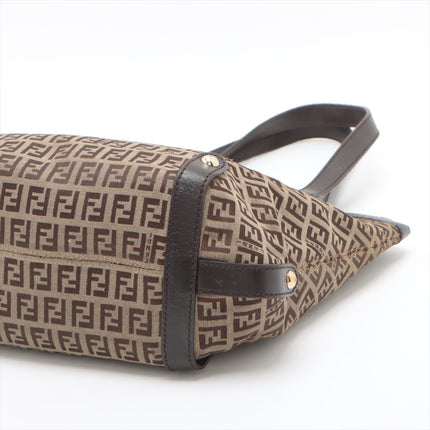 Fendi Zucchino Canvas & Leather Shoulder bag Brown 8BH196 #2328