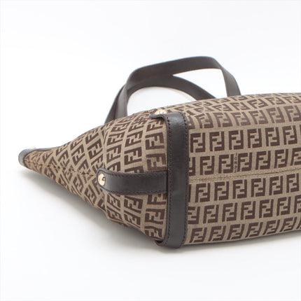 Fendi Zucchino Canvas & Leather Shoulder bag Brown 8BH196 #2328