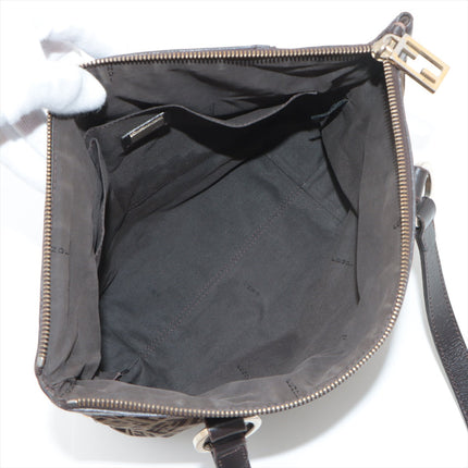 Fendi Zucchino Canvas & Leather Shoulder bag Brown 8BH196 #2328