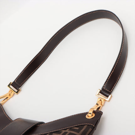 Fendi Zucca Canvas & Leather Shoulder bag Brown- #2492