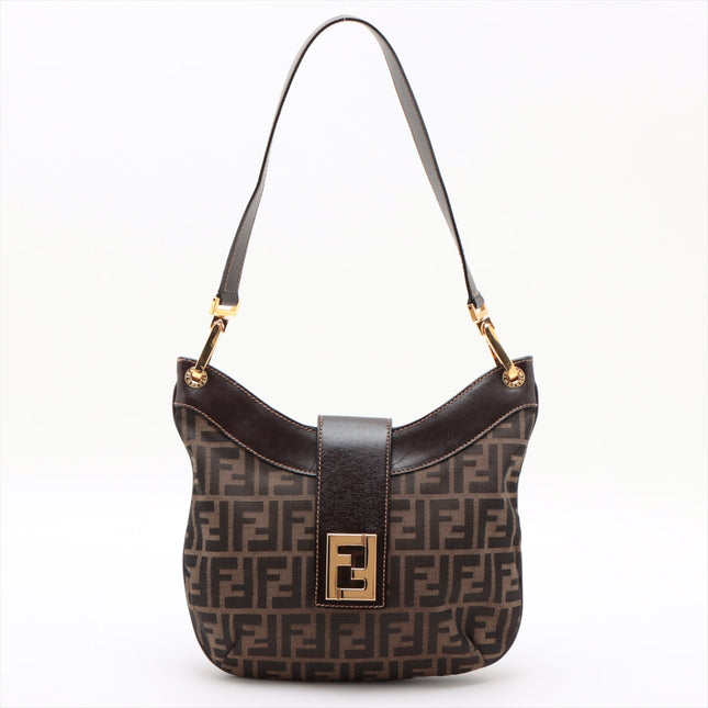 Fendi Zucca Canvas & Leather Shoulder bag Brown- #2492