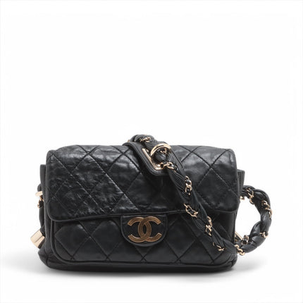 Chanel Matelasse Lambskin Small Lady Braid Flap Shoulder Bag Black #3749