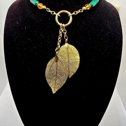 "Abundance Of Wealth" Necklace |Malachite , Citrine, and Pyrite