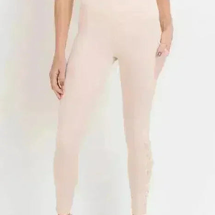 Highwaist Hybrid Mesh & Lattice Straps Full Pocket Leggings
