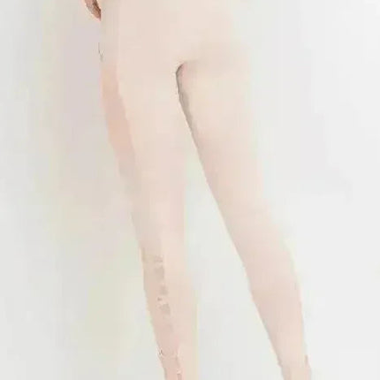 Highwaist Hybrid Mesh & Lattice Straps Full Pocket Leggings