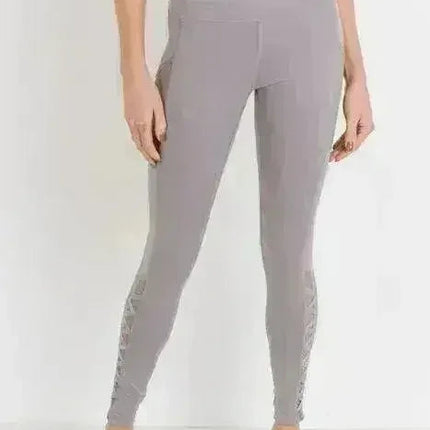 Highwaist Hybrid Mesh & Lattice Straps Full Pocket Leggings