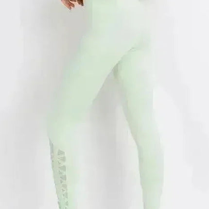 Highwaist Hybrid Mesh & Lattice Straps Full Pocket Leggings