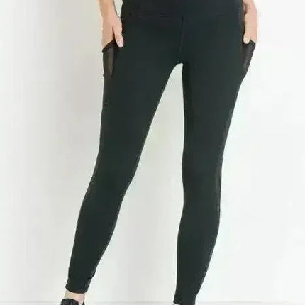 Highwaist Hybrid Mesh & Lattice Straps Full Pocket Leggings