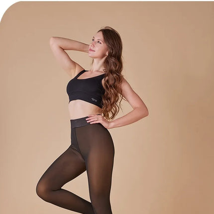 Sheer Fleece-Lined Leggings