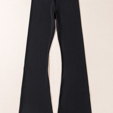 Solid V-Shape High Waist Flared Leggings