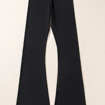 Dark Grey V Shape High Waist Flared Leggings