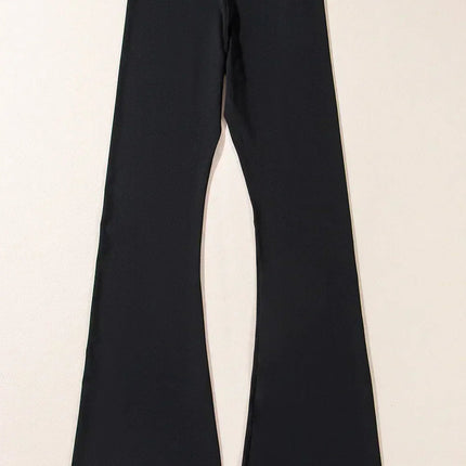 Dark Grey V Shape High Waist Flared Leggings