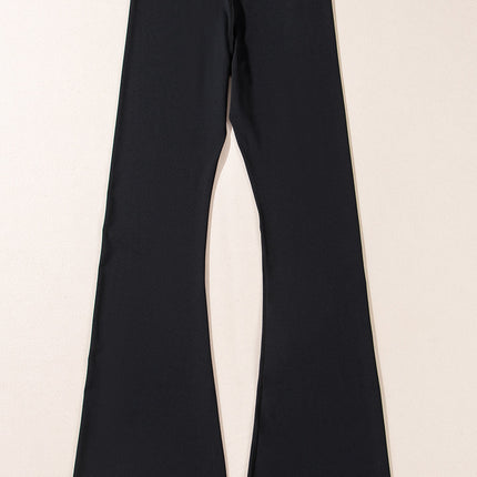 Solid V-Shape High Waist Flared Leggings