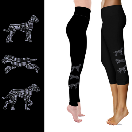 Rhinestone Great Dane Leggings - Full and Capri  Natural Ears