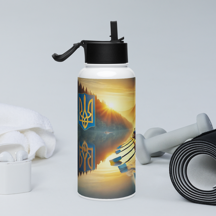 Steel Water Bottle with Ukrainian Rowing Emblem