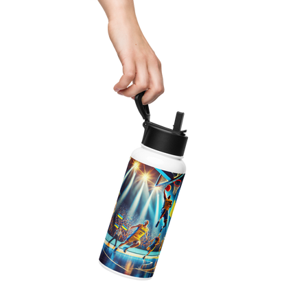 Steel Water Bottle with Ukrainian Basketball Emblem