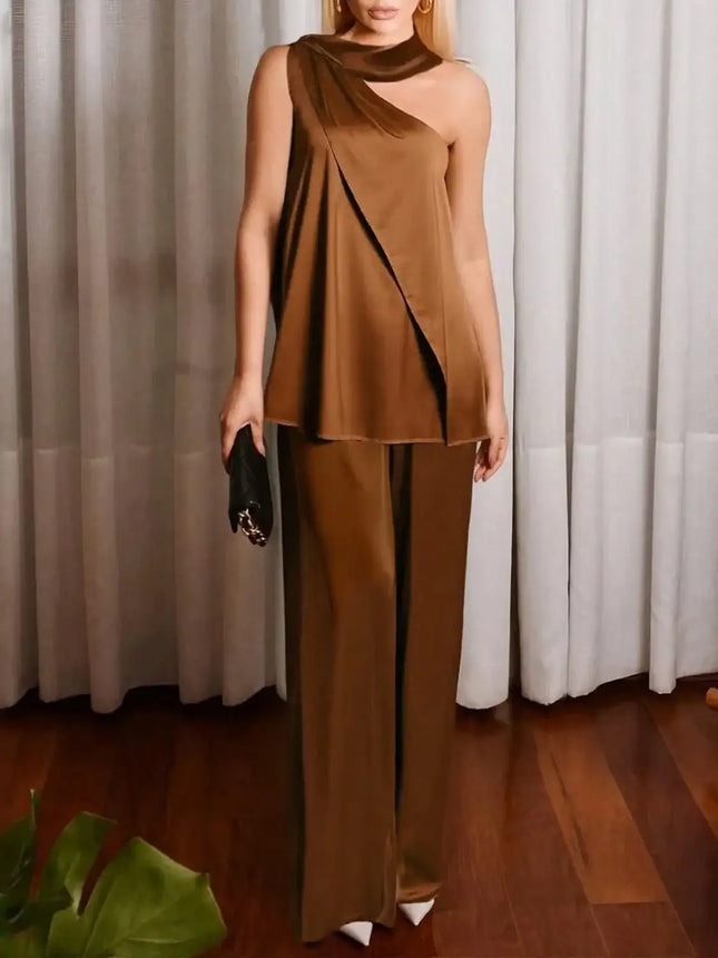 Single Shoulder Top and Pants Set (see size guide under more details)