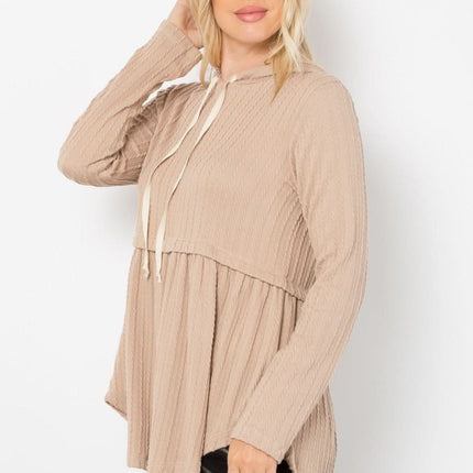 Be Stage Peplum Cable Knit Hoodie