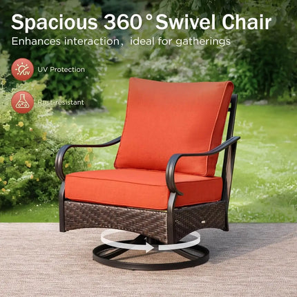 Patio Furniture Set with Fire Pit Table and Cushions