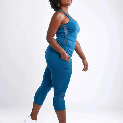 High-Waisted Pilates Leggings with Side Pockets & Mesh Panels