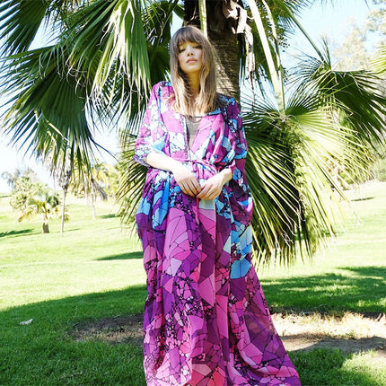 Beach Cover-up Chiffon Printed Cardigan Robe Vacation Beach Dress Bikini Sun Protection Cardigan