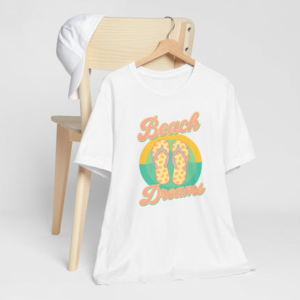 Beach Dreams Unisex Jersey Tee, Flip Flop Summer Shirt, Vacation Outfit, Beach Lover Gift, Casual Summer Wear