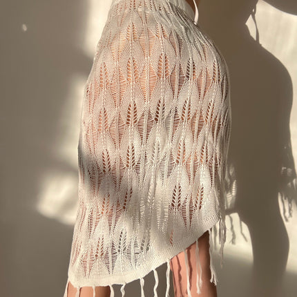 Beach Cover Up Bikini Tassel Seaside Skirt Sun Protection Sexy Cutout Overskirt