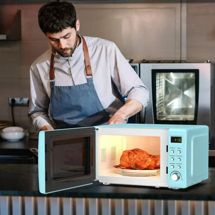 700W Retro Countertop Microwave with 5 Power Levels & Auto Cook