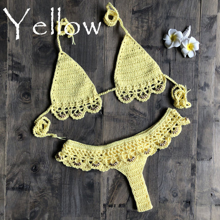 Beach Bikini Handmade Cotton Accessories Woven Sexy Split Swimsuit