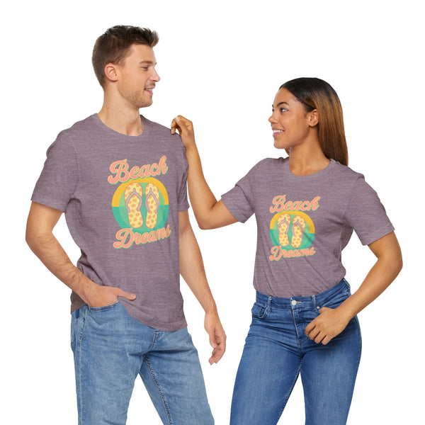 Beach Dreams Unisex Jersey Tee, Flip Flop Summer Shirt, Vacation Outfit, Beach Lover Gift, Casual Summer Wear