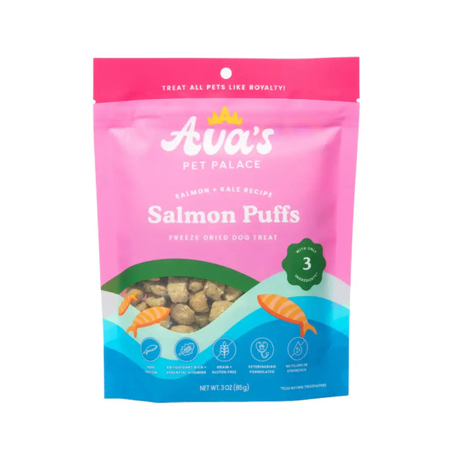Ava's Pet Palace Freeze Dried Dog Treats Bag - Salmon Puffs