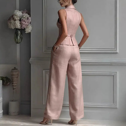 Casual Single-breasted Vest And Casual Pants Set (see size chart under more details)