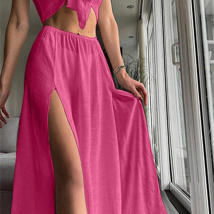 Beach Cover Up Sexy Dress Beach Two Piece Set Seaside Vacation Strap Skirt Set Women