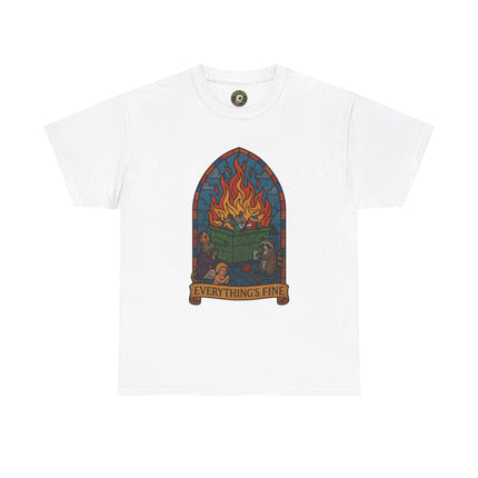 "Everything's Fine" Unisex Heavy Cotton Tee - Casual Wear, Gift for Friends, Home Decor, Everyday Style, Relaxed Fit
