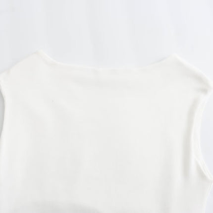 Spring Women Clothing Simple Sleeveless Boat Collar Cotton Jumpsuit