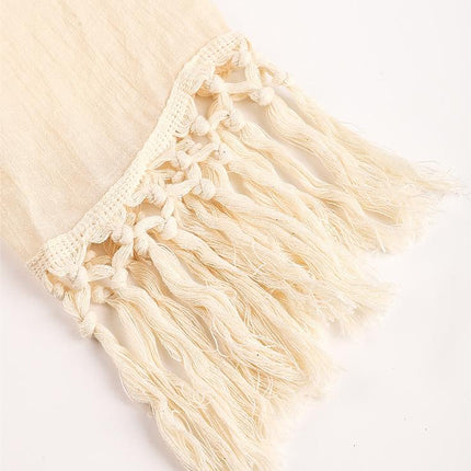 Beach Cover Up Two Piece Set Sexy Beach Suit Solid Color Tassel Beach Cover Up
