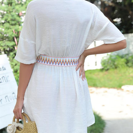 Beach Cover Up Thin Outer Match V Neck Beach Cover Up Beach Vacation Sun Protection Blouse
