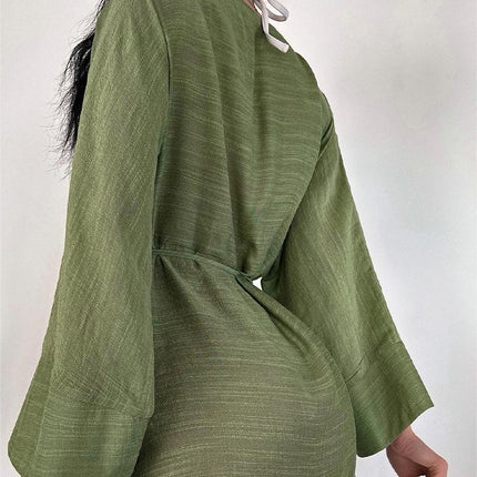 Beach Cover Up Thin Outer Match V Neck Beach Cover Up Beach Vacation Sun Protection Blouse
